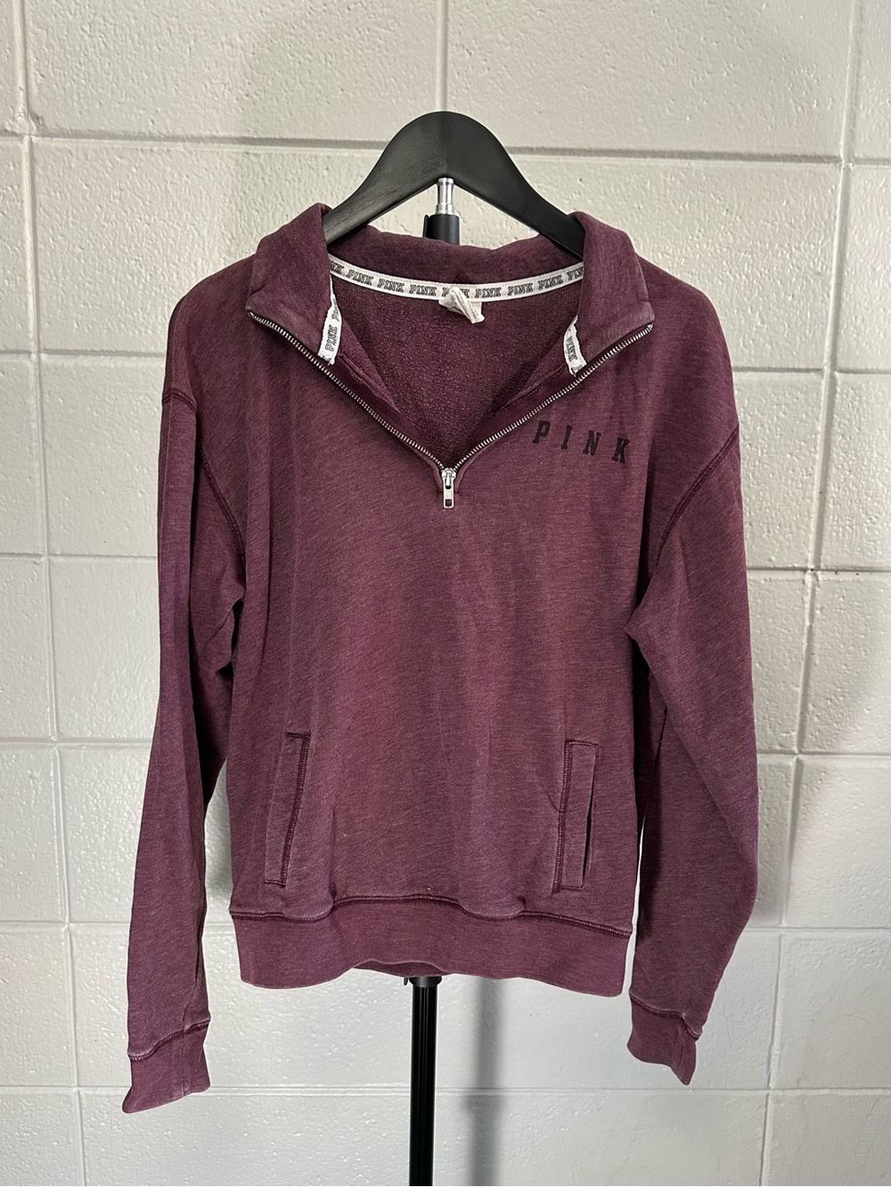 Victoria's Secret PINK Quarter-Zip Pullover - Plum